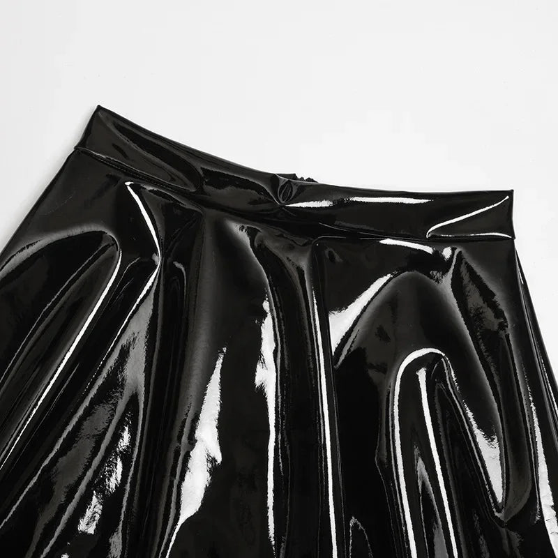 PU Leather Pleated Skirt