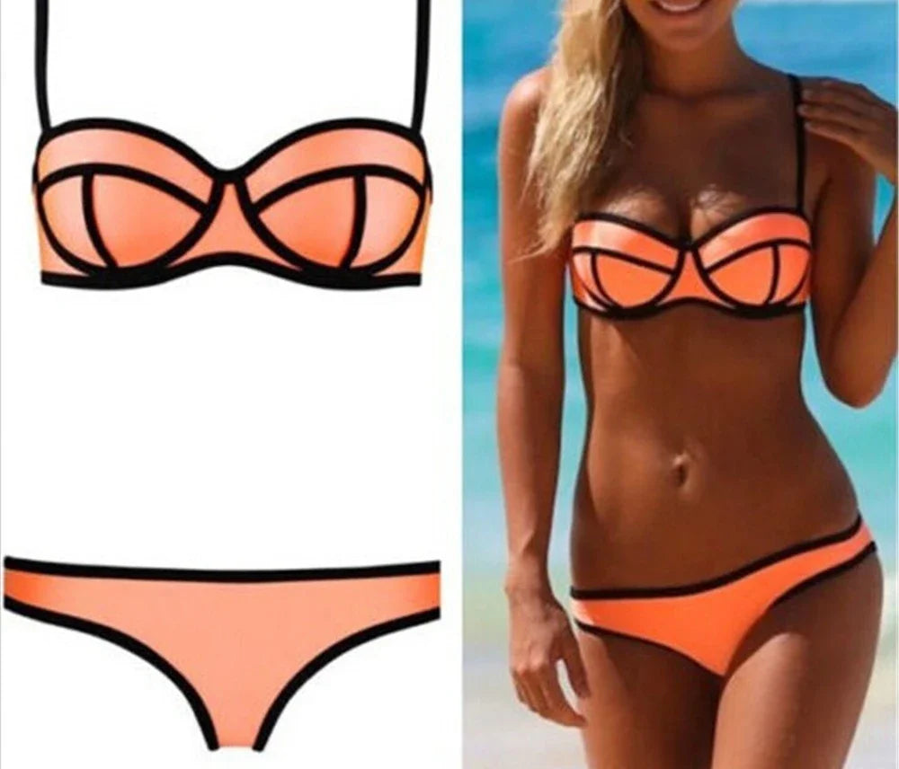 Contrast Color Split Bikini