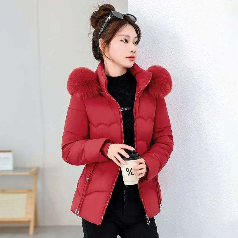 Winter Fur Collar Hooded Parka