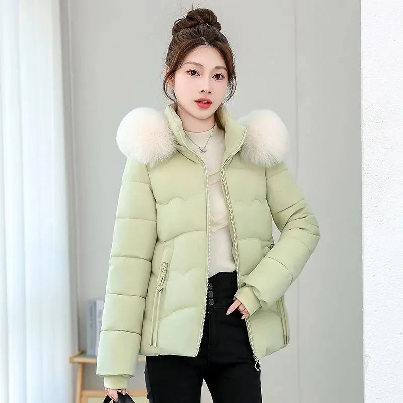 Winter Fur Collar Hooded Parka