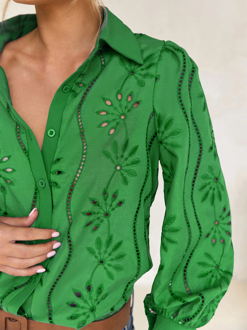 2025 Autumn New Solid Shirt Casual Loose Fashion Hollow Puff Sleeve Cardigan Tops For Women Office Black Hollow out Blouses