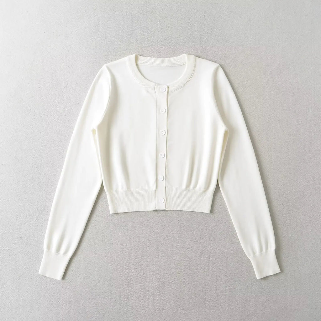 Retro Button Through Pointelle Knit Cardigan