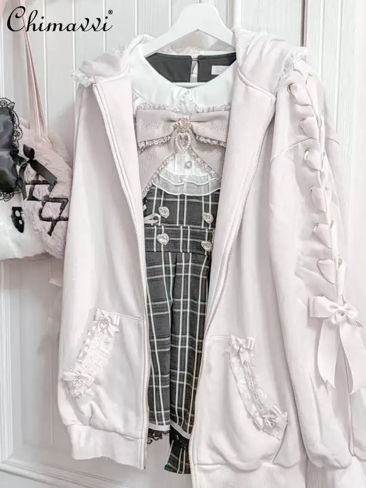 Rabbit Ear Lace Hooded Sweatshirt