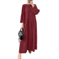 Elegant Long Sleeve Pleated Sundress Muslim Abaya