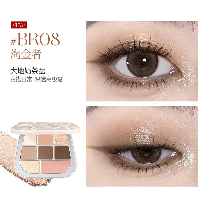 FOCALLURE 8 Colors Eyeshadow Palette Matte Satin Shimmer Glitter Fine Flash Waterproof Easy to Wear Longlasting Eye Makeup