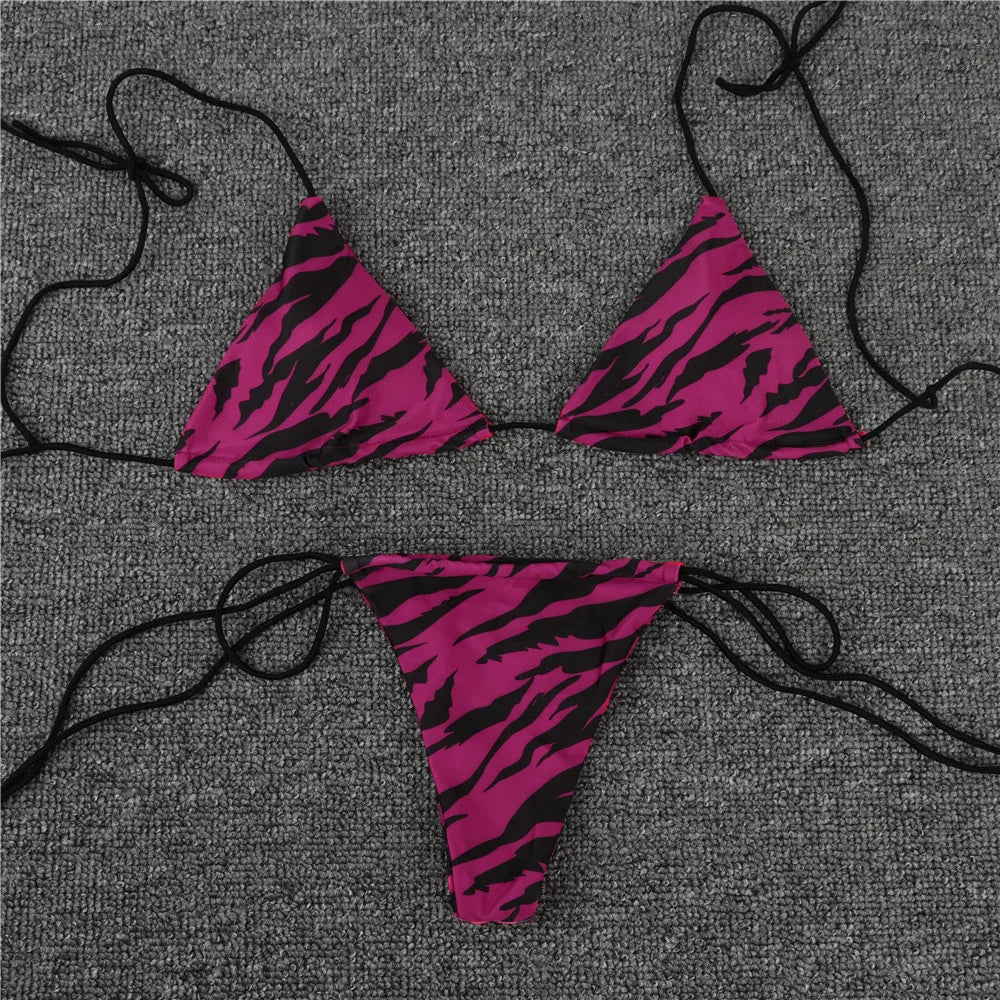 Tiger Triangle String Bikini