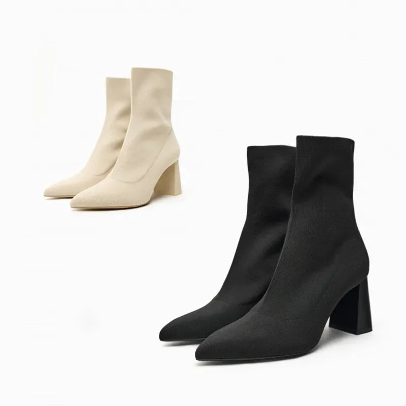 Knitted Stretch Fabric Sock Boots