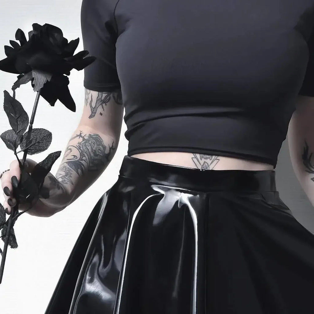 PU Leather Pleated Skirt