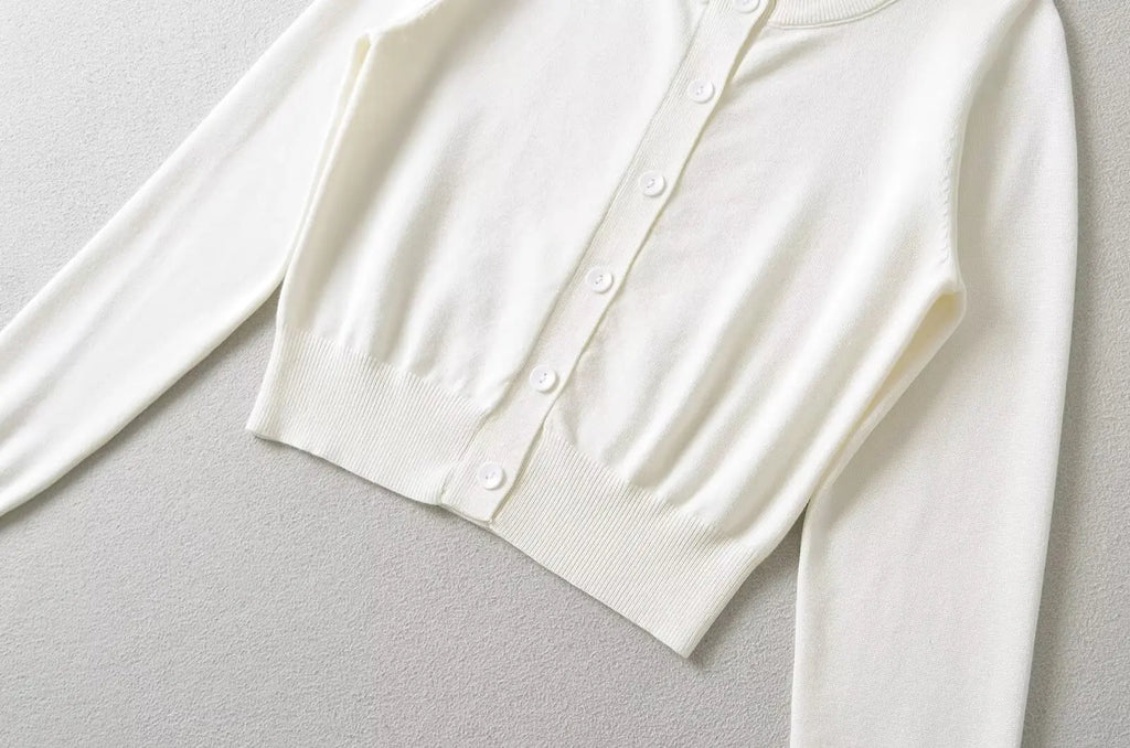 Retro Button Through Pointelle Knit Cardigan