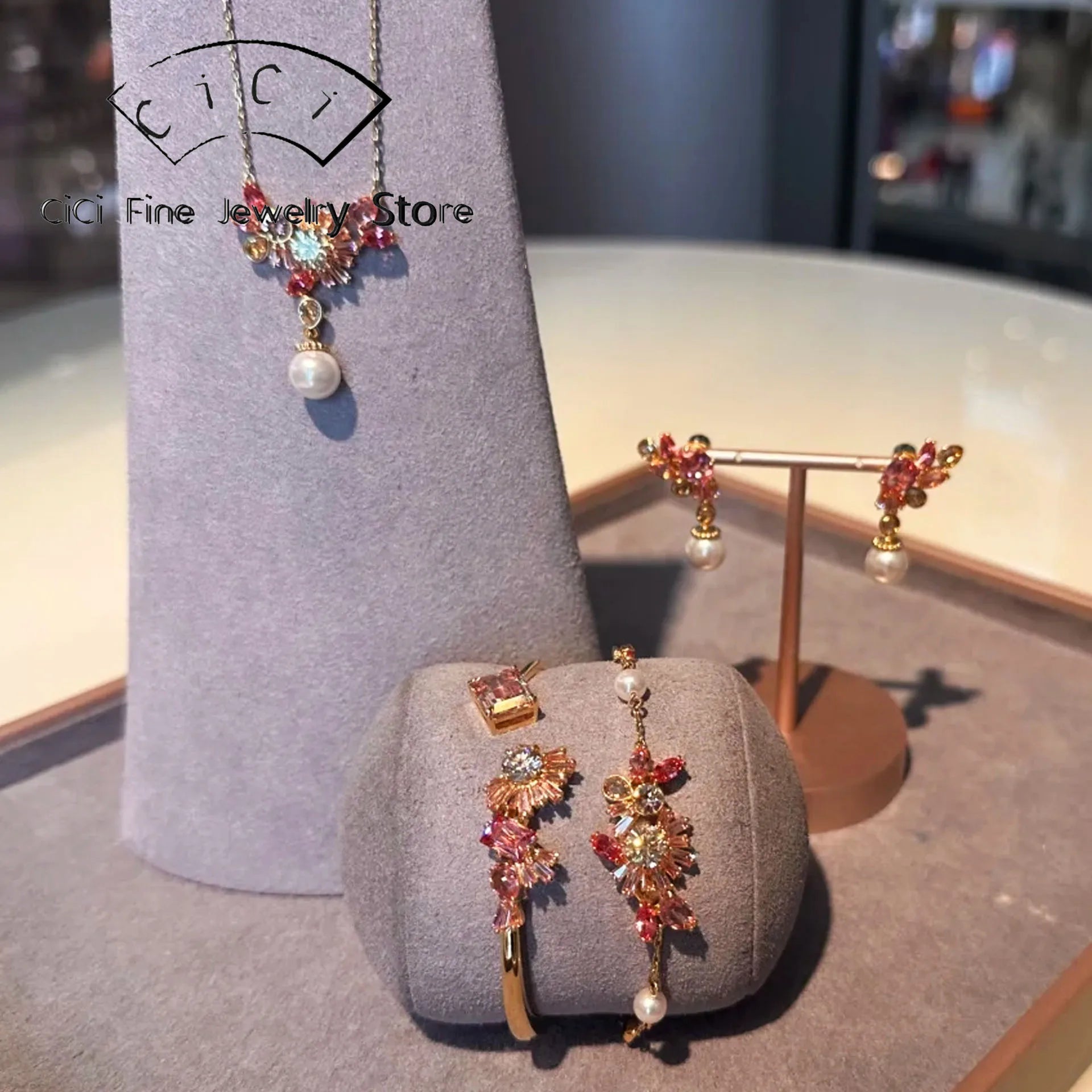 Agate Crystal Necklace Earrings Bracelet Ring