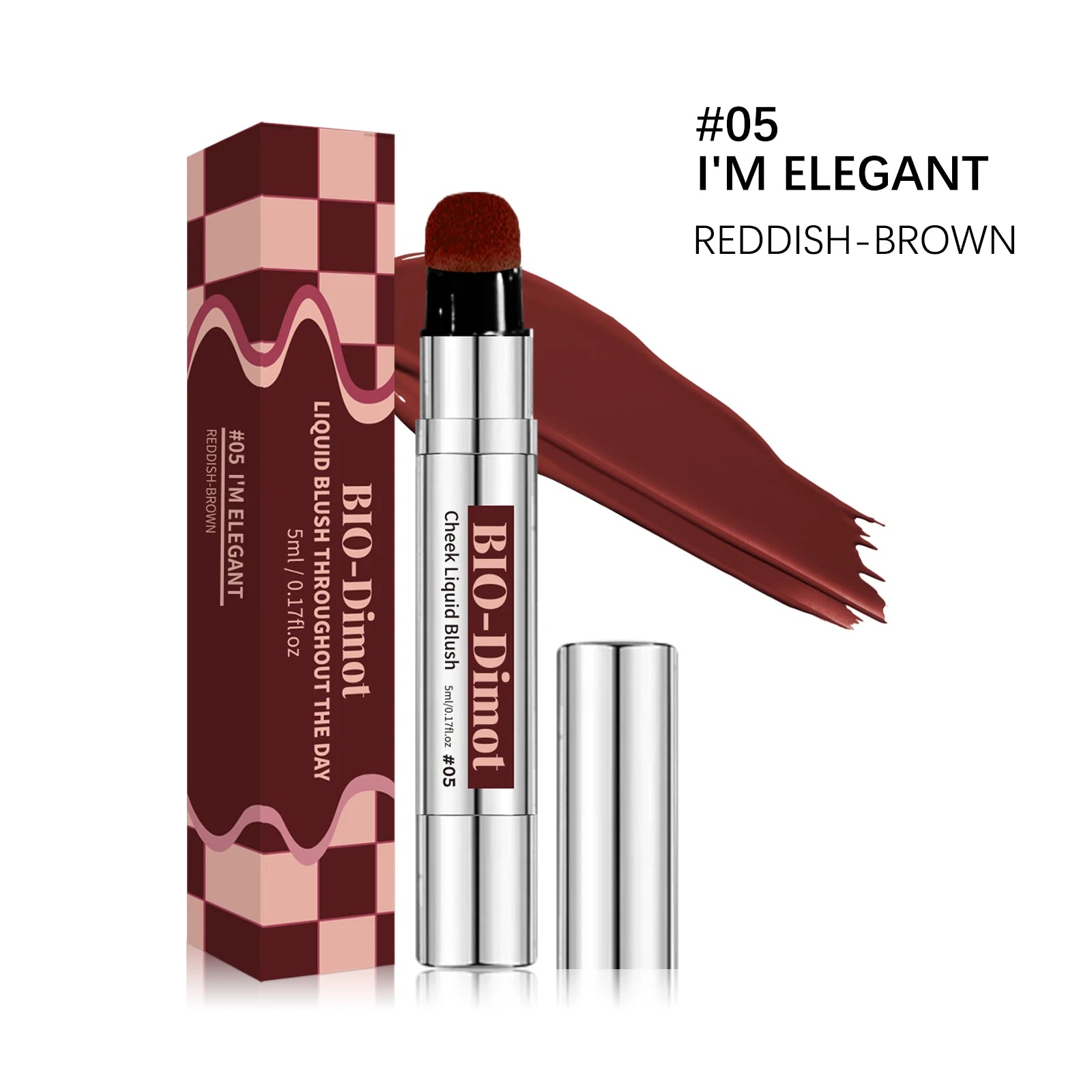 6 Colors Liquid Blush Stick with Sponge Tip Matte Makeup Waterproof Long-Lasting Color Correction Smooth for Lips and Cheeks