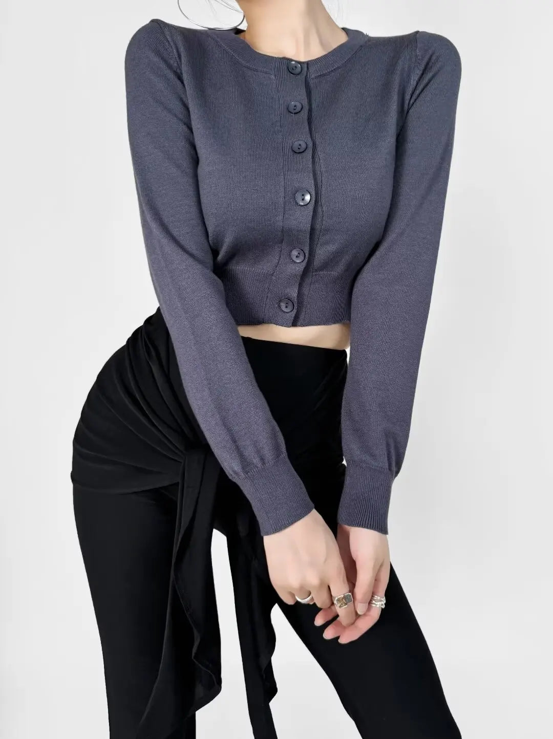 Retro Button Through Pointelle Knit Cardigan