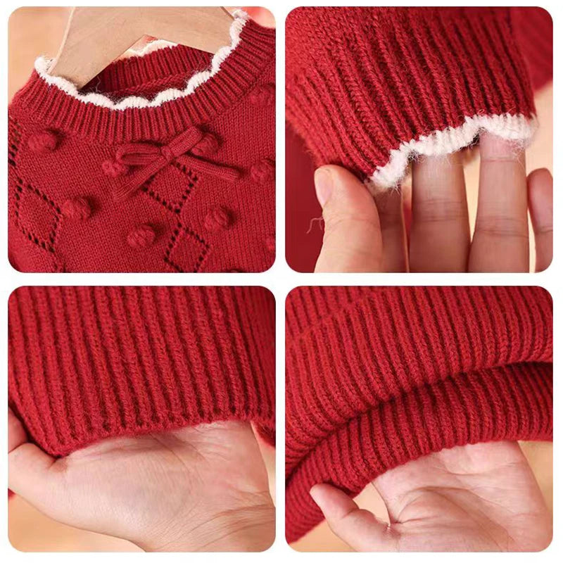 Knitted Pullover+Pleated Skirt Set