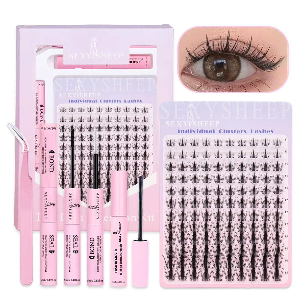 DIY Lash Extension Kit 8-16mm Mix Mink Soft Individual Lashes Cluster Natural Eyelash Extensions With Bond And Seal Makeup