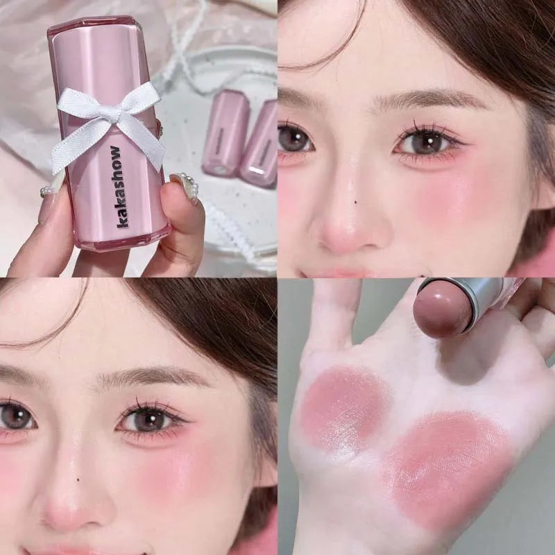 Water Plumping Gloss Rouge Blush Stick Matte Moisturizing Lipgloss Lasting Easy To Smudge Natural Blusher Lip and Cheek Dual-use