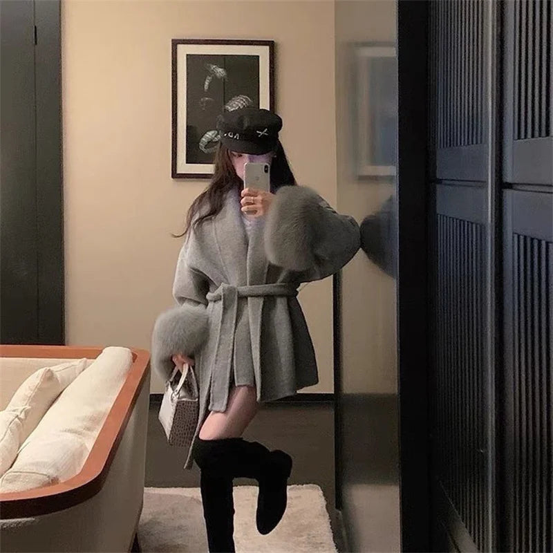 Thin Strap Woolen Jacket