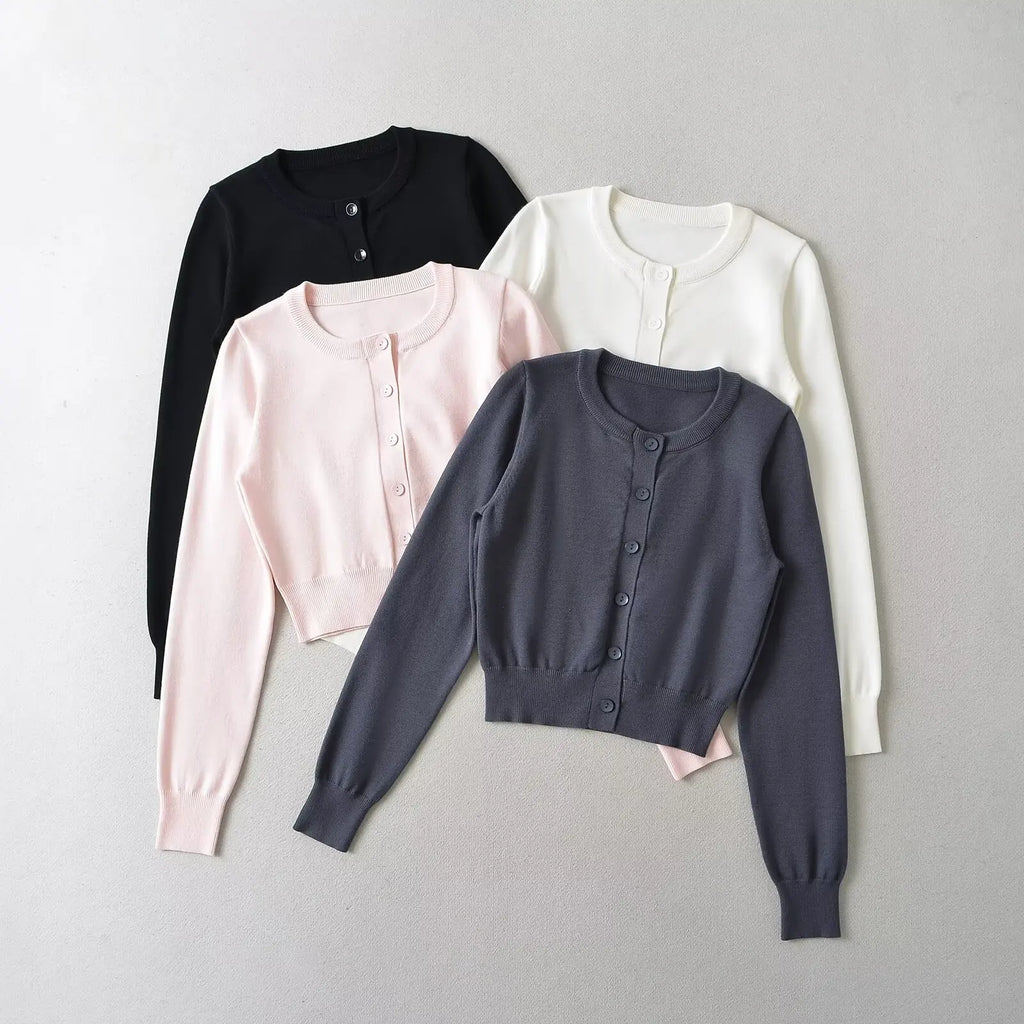 Retro Button Through Pointelle Knit Cardigan