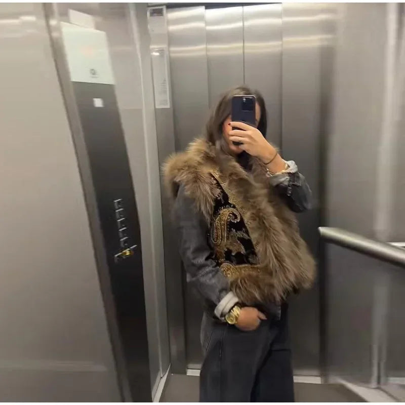 Embroidery Fur Patchwork Vest