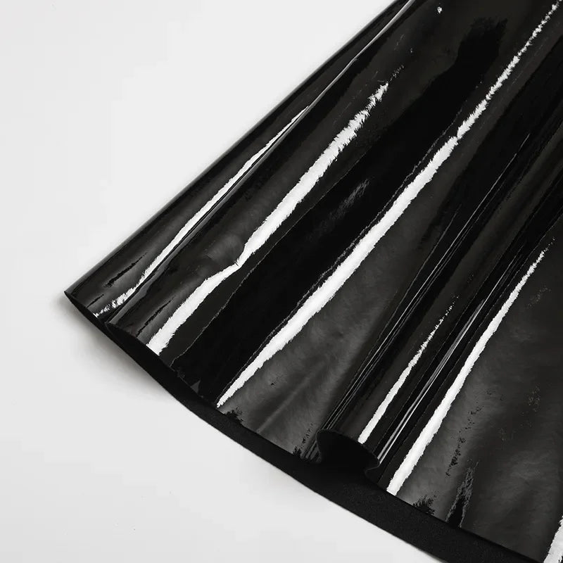PU Leather Pleated Skirt
