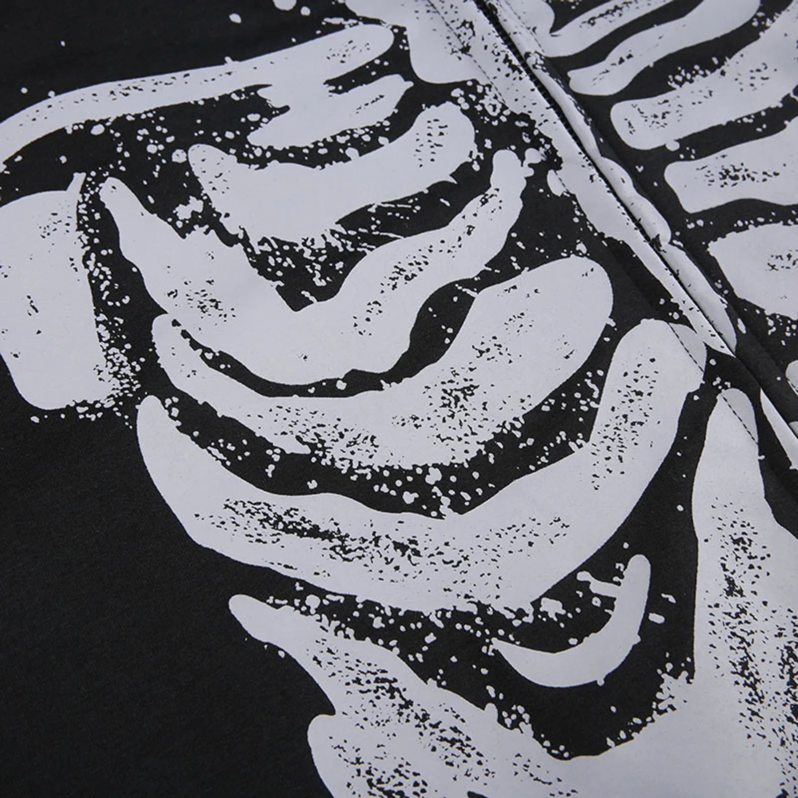 Casual Hooded Long Sleeve Skull Print Zipper Hoodie