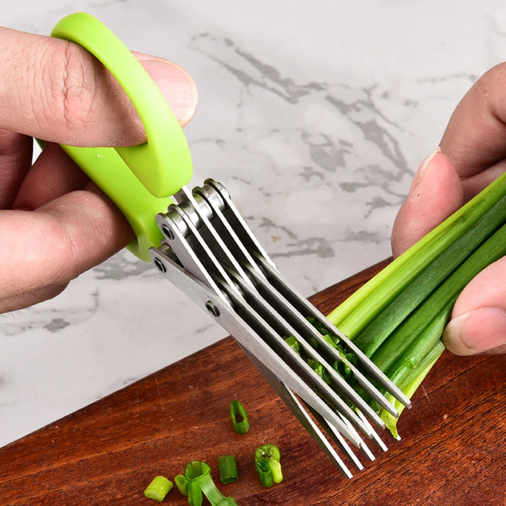 Stainless steel multi-layer multi-functional scallion scissors