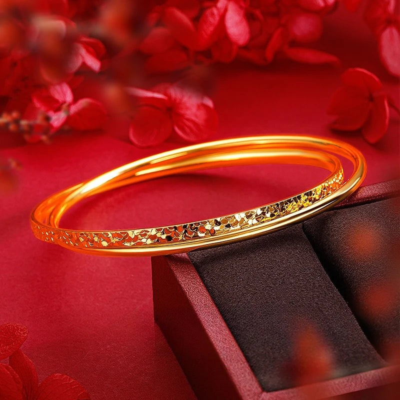 18k Golden Color Sparkling Surface Bracelet